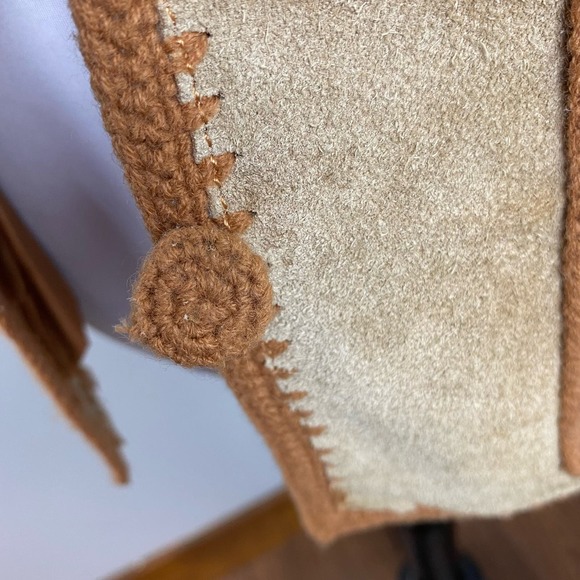 Vintage 70’s Suede Leather and Knit Patchwork Jacket Small - Picture 7 of 10